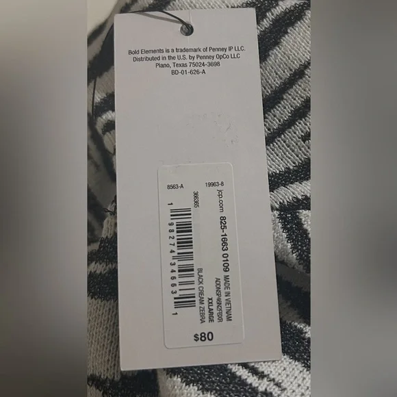 Bold Elements Sweater Dress Womens Black White Zebra Print Long Sleeve Sz XXL - Picture 14 of 14